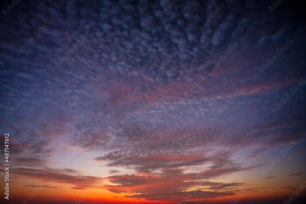 Blue, Orange And Yellow Colors Summer Sunset Sunrise Sky