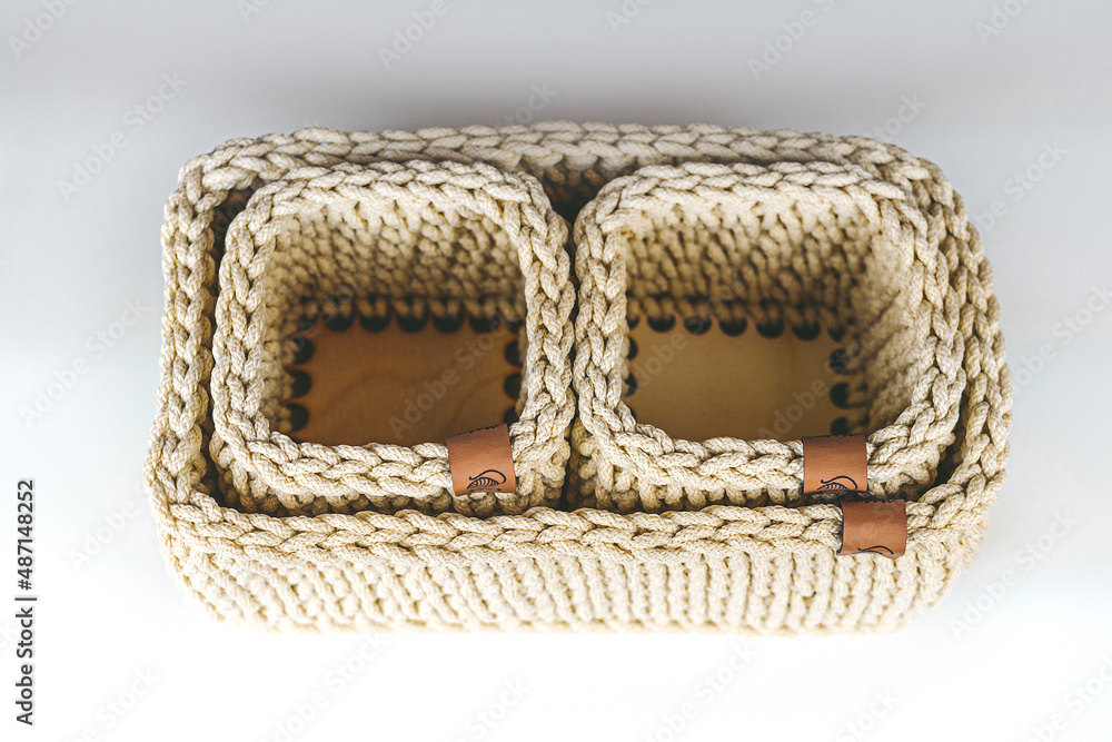 Fototapeta premium Crochet Beige Basket Home Decor 