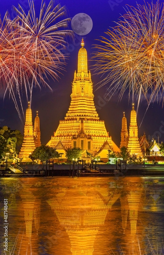 The Temple of Dawn Wat Arun Bangkok Temple of dawn wat arun Wat arun under new year celebratio