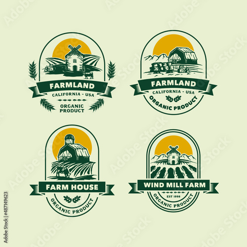 Vintage Farmer Logo Badge. Hand made Vector Illustration