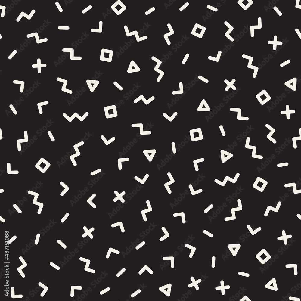 Vector seamless pattern. Repeating geometric abstract elements. Stylish monochrome background design. Vector seamless pattern. Repeating geometric abstract elements. Stylish monochrome background design.
