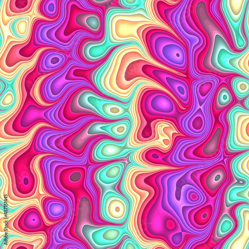 Vibrant Jewel Tone Squiggly Trippy Colorful Swirly Stripes Abstract Digital Seamless Background