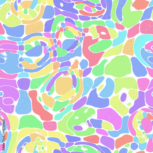 Colorful Trippy Groovy Boho Blobs Abstract Digital Seamless Background