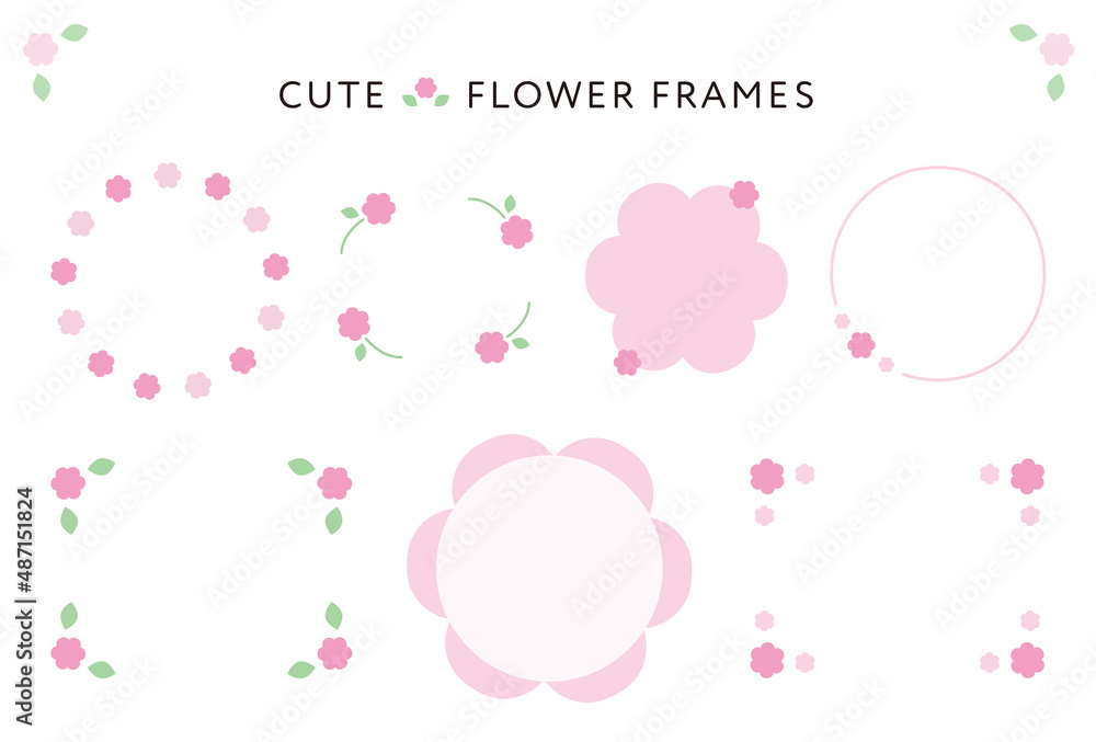 花のフレームセット　ピンク