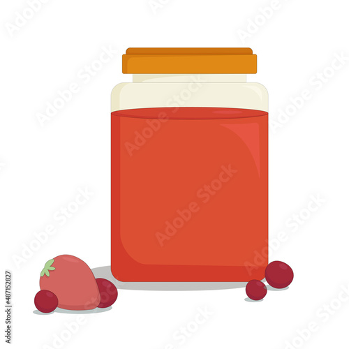 glass jar of fragrant berry jam and fresh berries