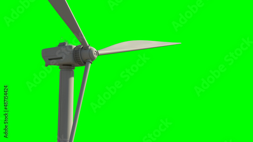 white ecologic windmill on chroma key screen, isolated, fictitious design - industrial 3D illustration