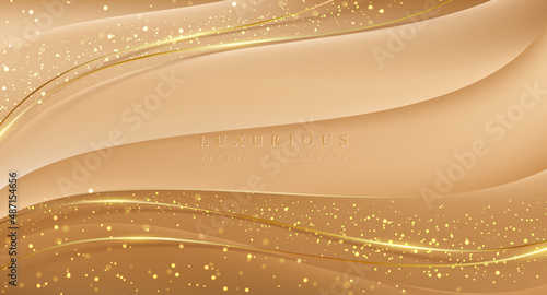 Abstract luxury golden background with glow lines and abstract glitter.