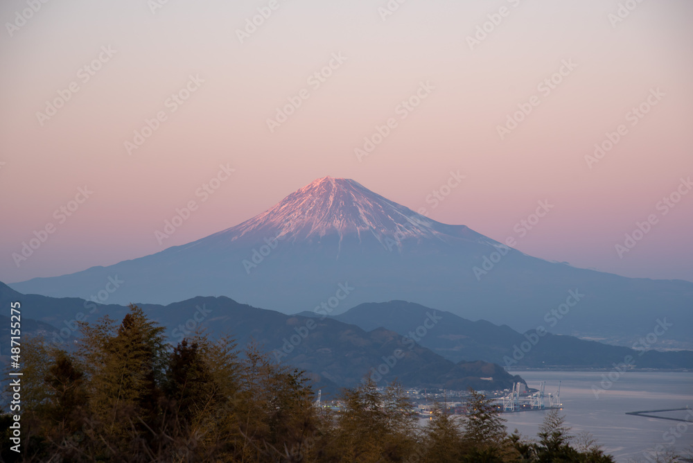 日本平から望む富士山と夕焼け
