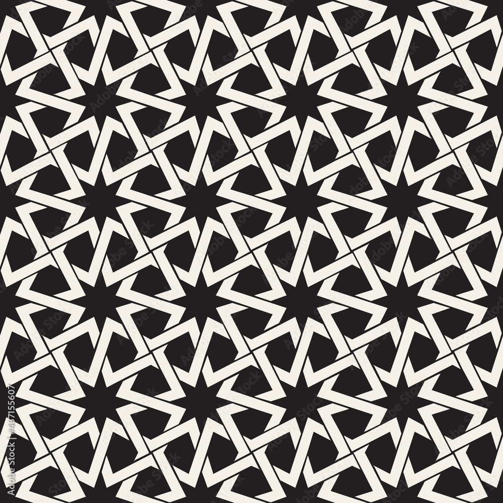 Vector seamless pattern. Repeating geometric abstract elements. Stylish monochrome background design. Vector seamless pattern. Repeating geometric abstract elements. Stylish monochrome background design.