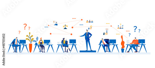 Busy business people working, having a meeting, negotiating the deal. Business concept illustration.