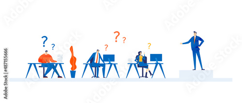 Busy business people working, having a meeting, negotiating the deal. Business concept illustration.