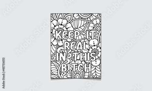 Swear Word Coloring Page For Adults Black And White Pattern Phrase Rude Rords Zentangle Coloring Book for Grown Ups Antistress Swearing Word Coloring Page For adult