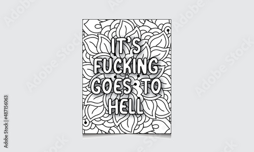 Swear Word Coloring Page For Adults Black And White Pattern Phrase Rude Rords Zentangle Coloring Book for Grown Ups Antistress Swearing Word Coloring Page For adult