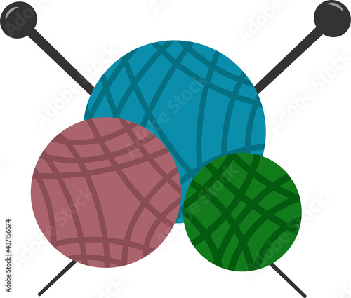 Balls of yarn for knitting, needlework and handmade isolated vector