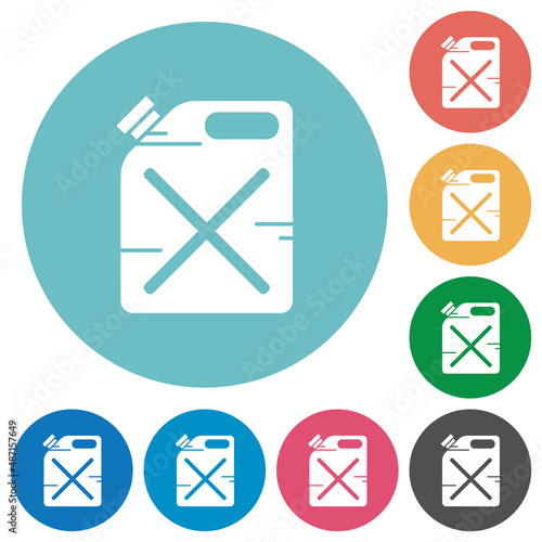 Gas can solid flat round icons