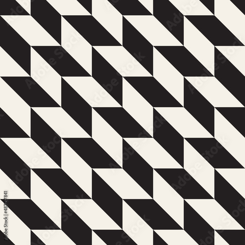 Vector seamless pattern. Repeating geometric abstract elements. Stylish monochrome background design.