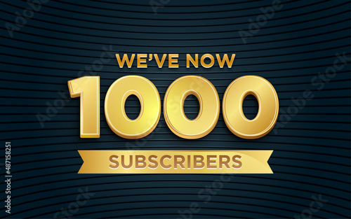 1000 subscribers Banner templete with 3d editable text effect.