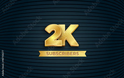 2k subscribers Banner templete with 3d editable text effect.