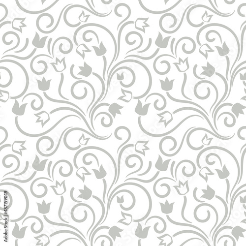 seamless floral monochrome curve background