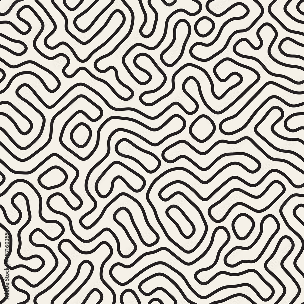 Vector seamless pattern. Repeating geometric abstract elements. Stylish monochrome background design.