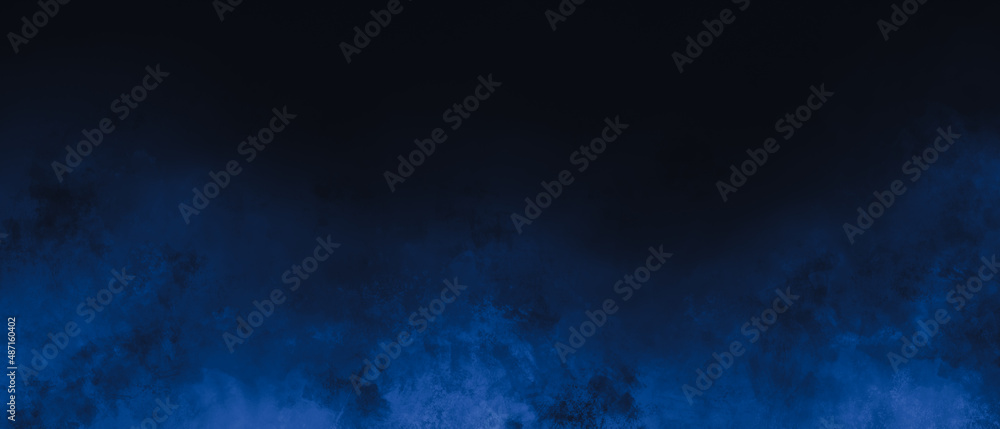 Blue to black color gradient abstract watercolor background