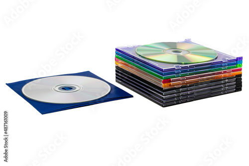 Compact Discs Over White Background.	