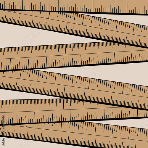 Wooden rulers - hand drawn vector illustration