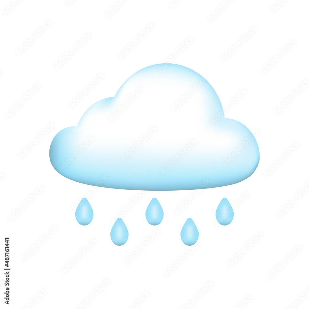 3D cartoon icon the weather forecast. Drizzle rain. Vector illustration. 3D cartoon icon the weather forecast. Drizzle rain. Vector illustration.