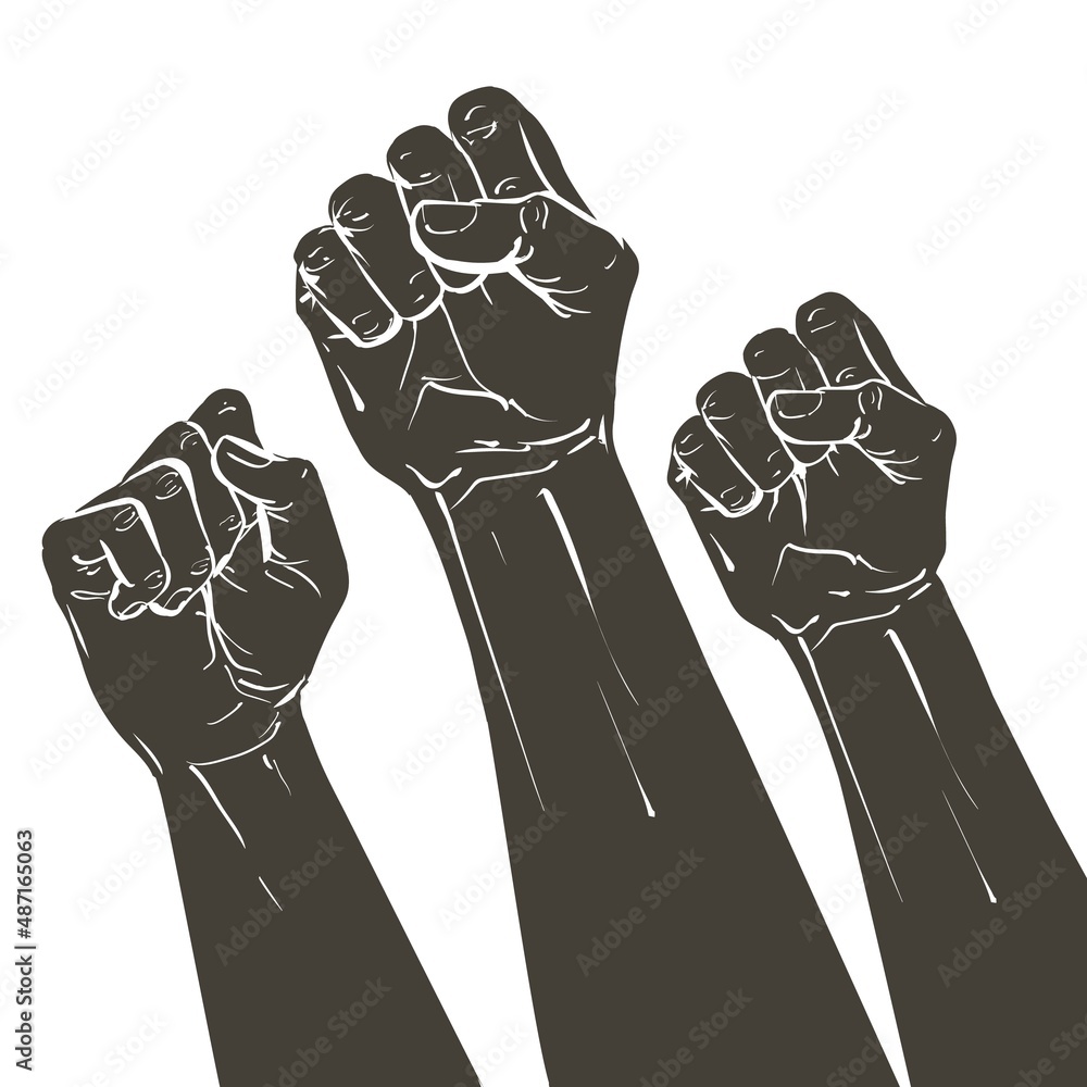 Single Hand Raised Human Rights Image Vector Hand raised air fighting for human rights Stock Vector | Adobe Stock