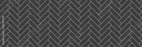 Herringbone floor pattern. Seamless tile background. Timber masonry. Ceramic checkered texture. Cladding subway print. Geometric architectural grid. Vector illustration. Scandinavian monochrome panel