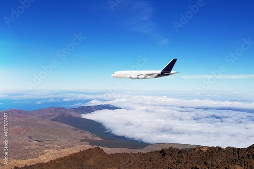 AirBus A380-800 flying , airline tourism transportation , airplane commercial	