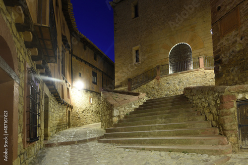 Fototapeta Naklejka Na Ścianę i Meble -  dusk in the streets of medieval village of Albarracin, Teruel province, Aragon, Spain