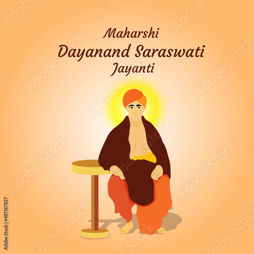 Maharshi Dayanand Saraswati Jayanti Greeting Card Design  photo