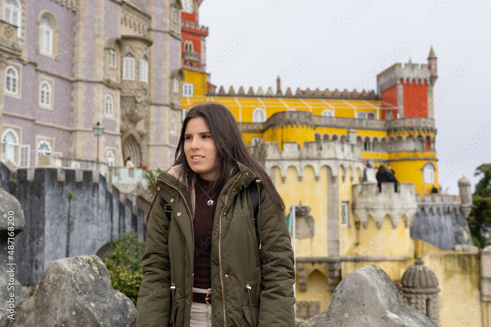 Woman at the Pena Palace in Sintra, Portugal