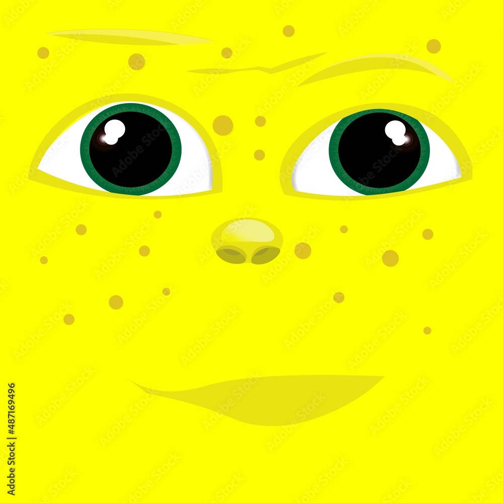 Fototapeta premium emotions on the yellow muzzle, laughter, tears, sadness, anger