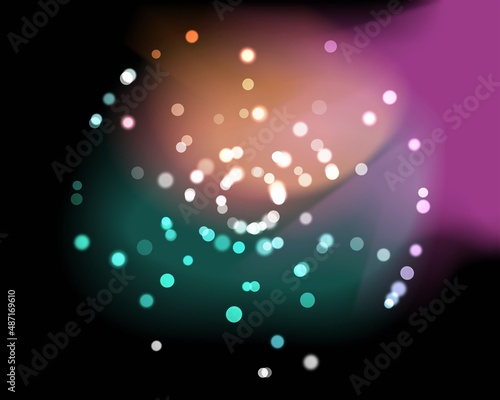 Abstract light bokeh sparks, bright glitter particles or dust shine blur bling