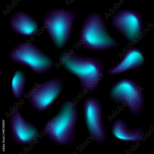 Northern lights fluid blurred shapes, transparent aurora borealis lights isolated on black.
