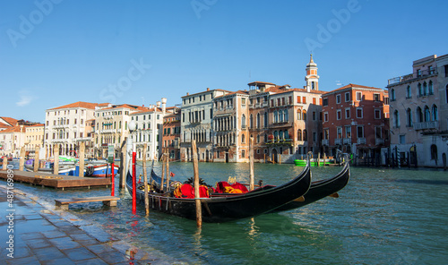 The Gondola moored on the Grand Canal in Venice