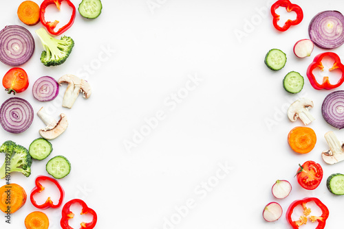 Frame of vegetables ingredients for cooking. Food background