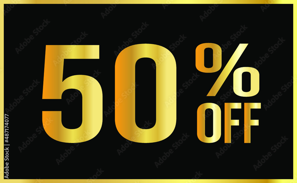 50% off. Golden numbers with black background. Luxury banner for shopping, print, web, sale 3d illustration 50% off. Golden numbers with black background. Luxury banner for shopping, print, web, sale 3d illustration