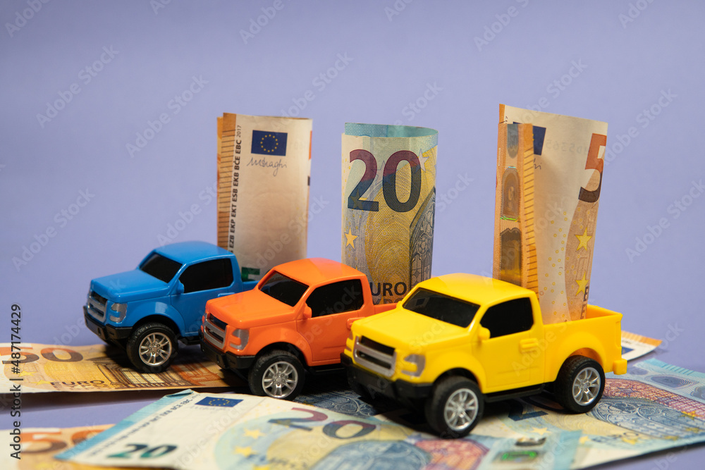 Naklejka premium cars and money dollar and euro