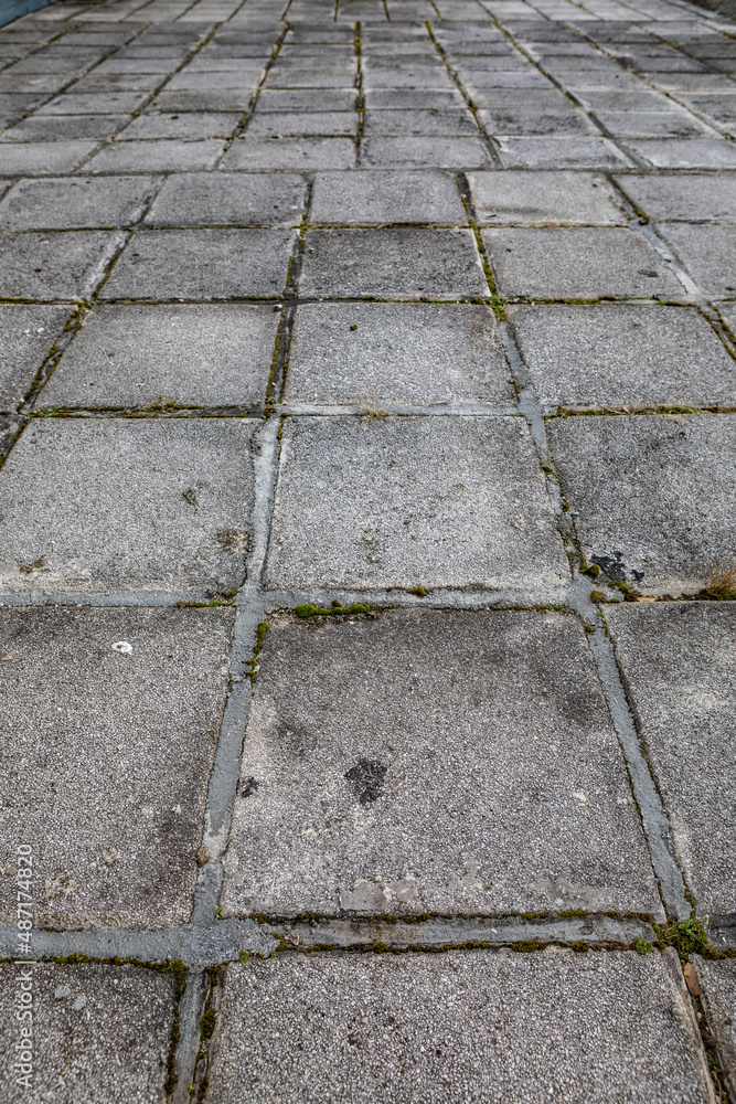 Zagreb, Croatia - February 2021. old cracked dilapidated concrete floor texture slabs