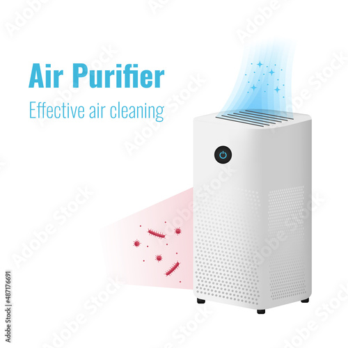 Air purifier isolated on background, vector illustration.