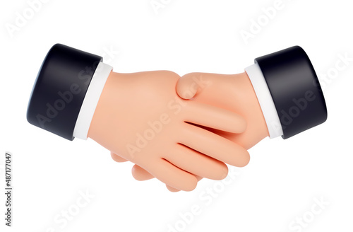 High quality 3D business hand gestures. 3d hands making business handshake. partners, successful deal. Friendly funny cartoon style isolated on white background.