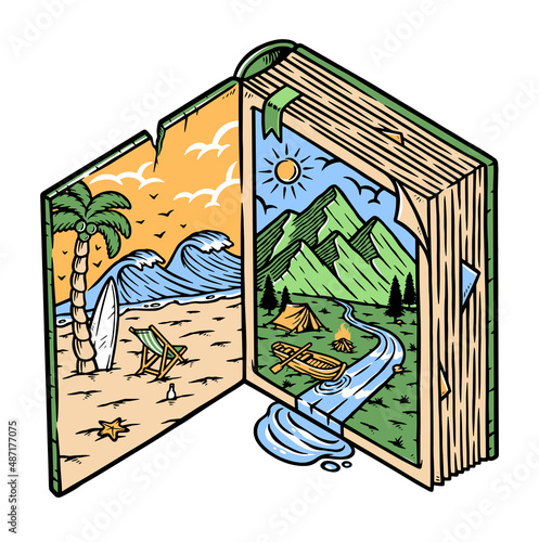 adventure stories in old book illustration