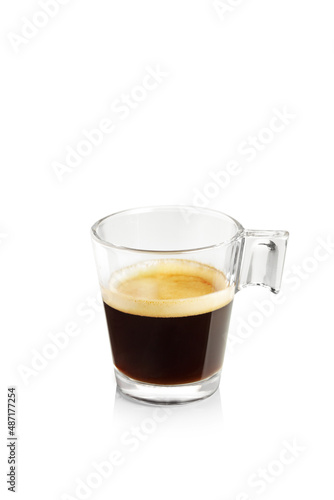 Espresso coffee in a glass cup