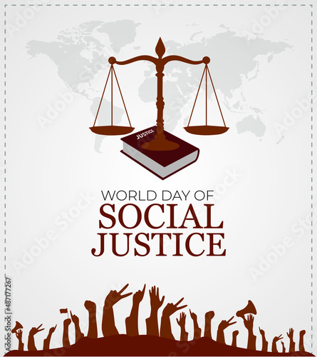 World Day of Social Justice. Template for background, banner, card, poster. vector illustration.