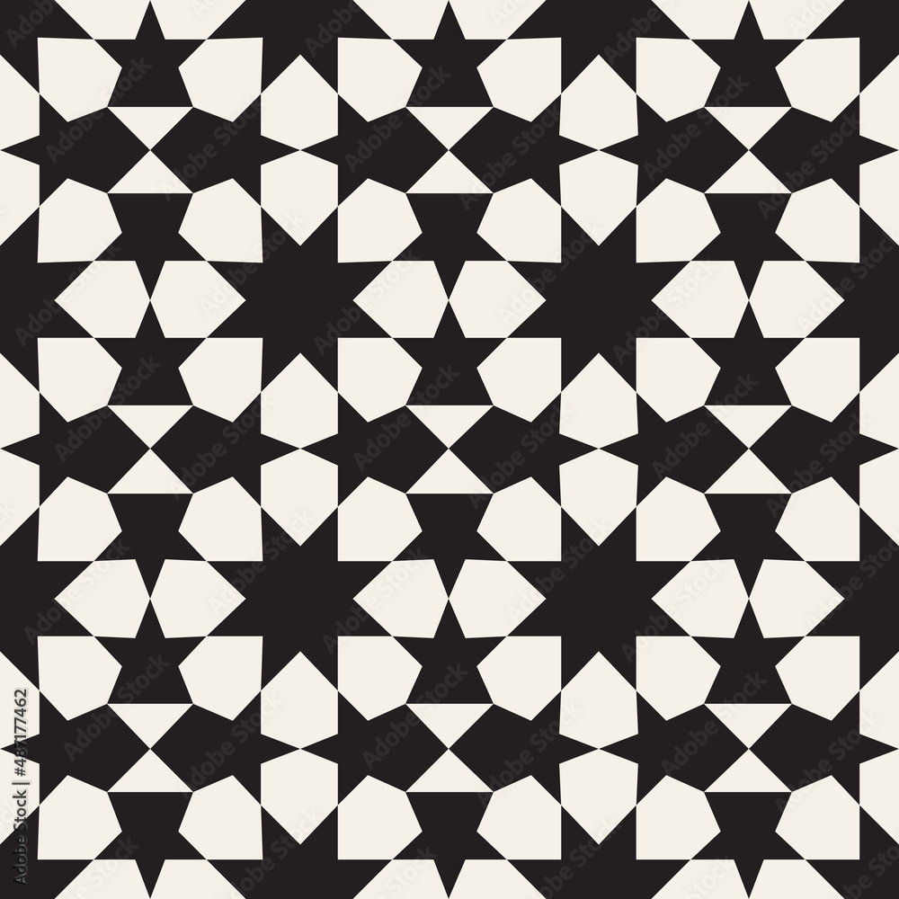 Vector seamless pattern. Repeating geometric abstract elements. Stylish monochrome background design. Vector seamless pattern. Repeating geometric abstract elements. Stylish monochrome background design.