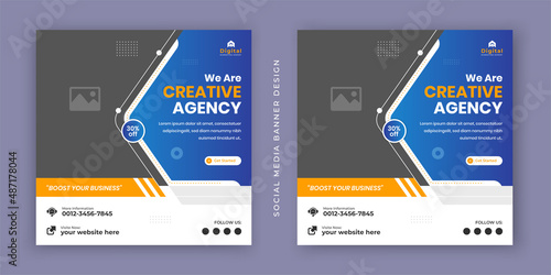 Digital marketing agency expert and corporate business flyer modern square social media post banner template