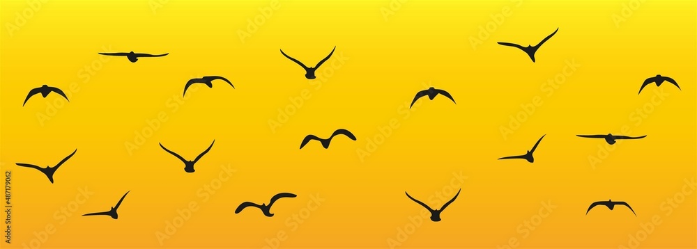 Birds Flying at Sunset vector Birds Flying at Sunset vector